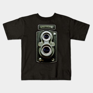 Classic Retro vintage black doff double lens camera Kids T-Shirt